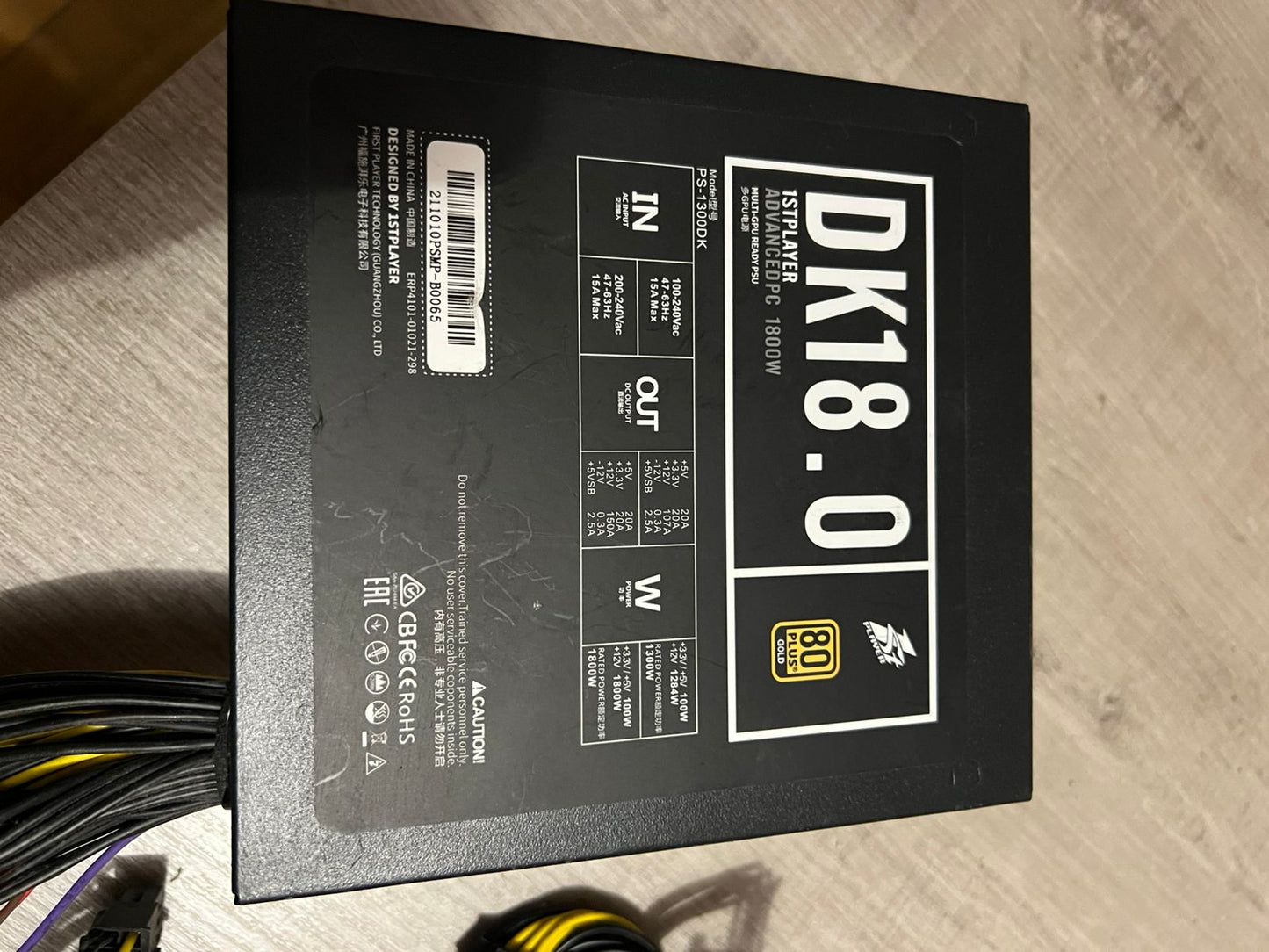 1ST Player 1800W 80+Gold PSU DK 18.0