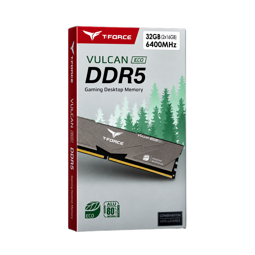 T-FORCE VULCAN ECO DDR5 / 32GB (2x16GB) / 6400MHz / CL38 RAM T-FORCE