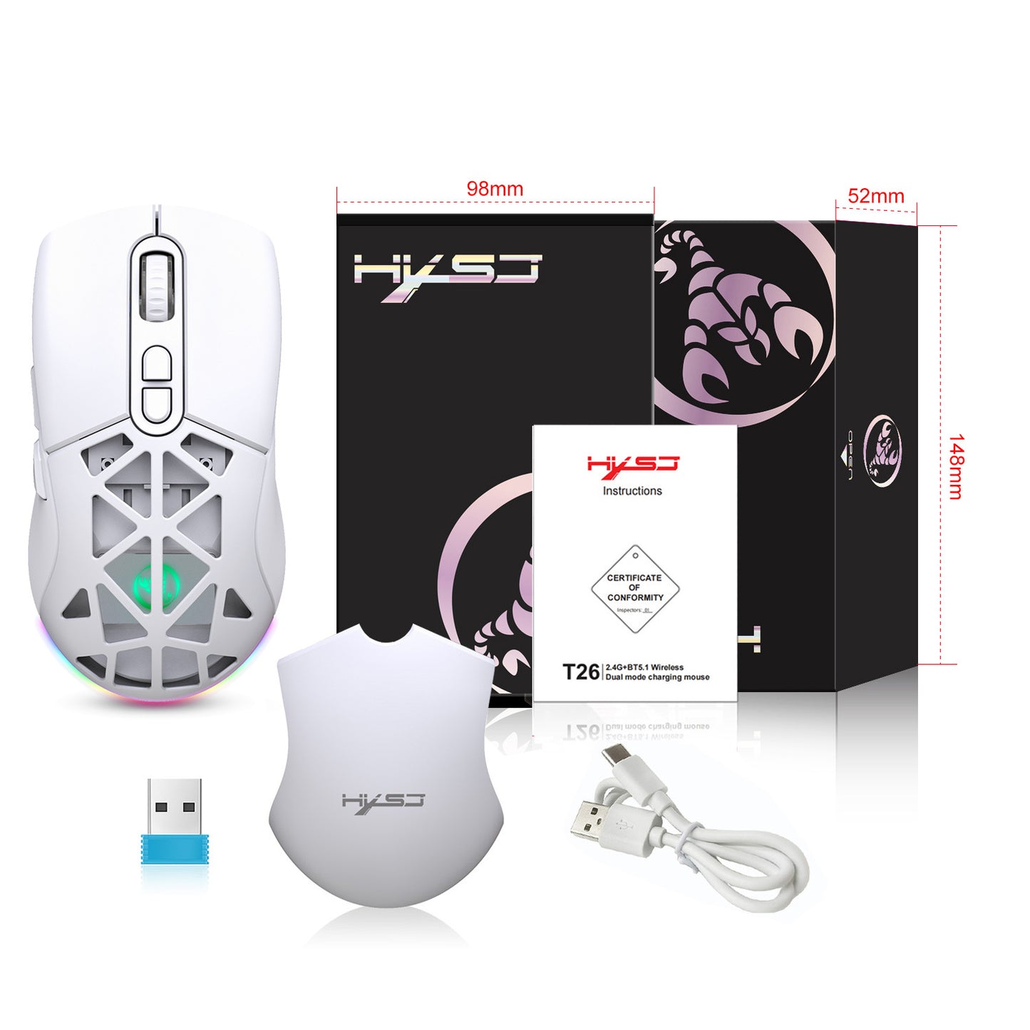 HXSJ T26 (B/W) Wireless | Gaming Mouse